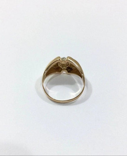 Bague 59 Bague en or rose 18 carats sertie d’un diamant brillant 58 Facettes
