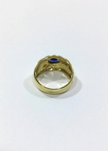 Bague 54 Bague en or jaune 18 carats avec saphir et diamants 58 Facettes