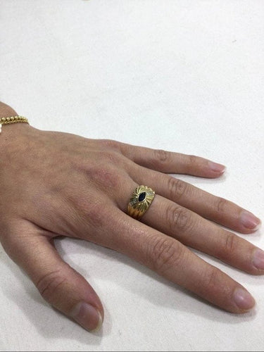 Bague 54 Bague en or jaune 18 carats avec saphir et diamants 58 Facettes