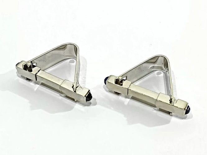 Boutons de manchette Boutons de manchette - Or blanc 18 carats et saphirs cabochons 58 Facettes 3093/1