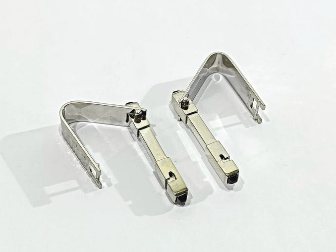 Boutons de manchette Boutons de manchette - Or blanc 18 carats et saphirs cabochons 58 Facettes 3093/1