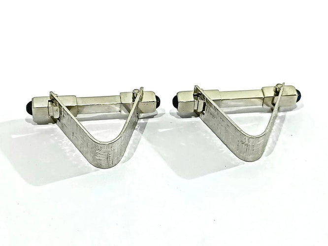 Boutons de manchette Boutons de manchette - Or blanc 18 carats et saphirs cabochons 58 Facettes 3093/1