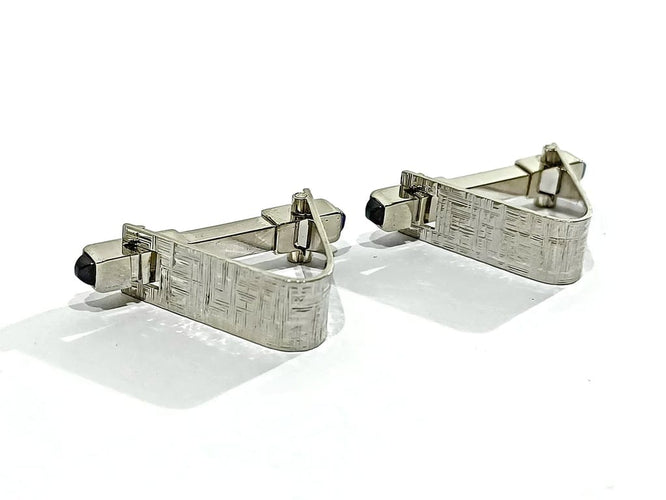Boutons de manchette Boutons de manchette - Or blanc 18 carats et saphirs cabochons 58 Facettes 3093/1