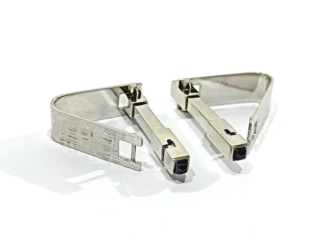 Boutons de manchette Boutons de manchette - Or blanc 18 carats et saphirs cabochons 58 Facettes 3093/1