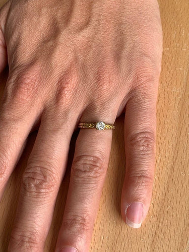 Bague 53 Bague solitaire en or jaune 18 carats avec diamant 0,30 ct 58 Facettes 3022/1
