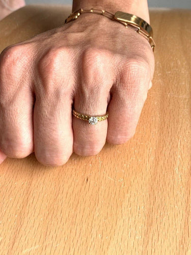 Bague 53 Bague solitaire en or jaune 18 carats avec diamant 0,30 ct 58 Facettes 3022/1