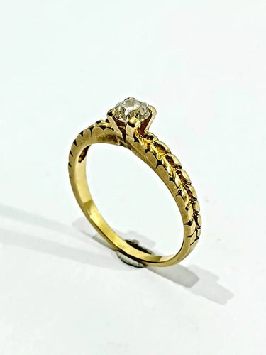 Bague 53 Bague solitaire en or jaune 18 carats avec diamant 0,30 ct 58 Facettes 3022/1