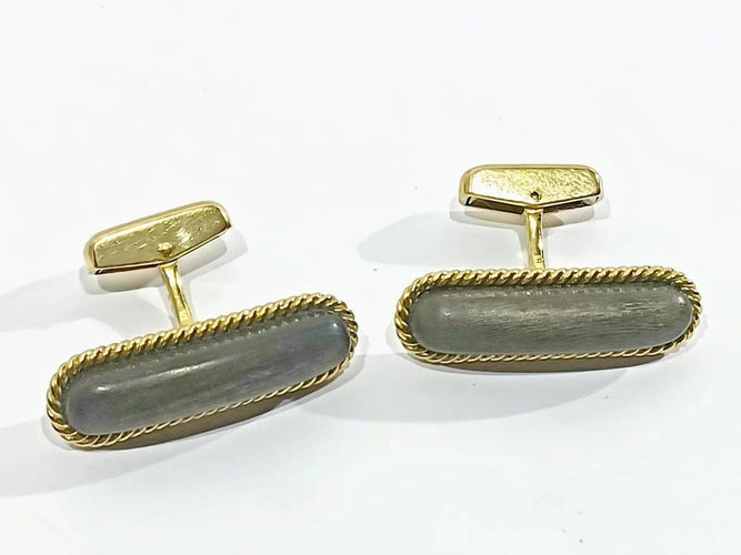 Boutons de manchette Boutons de manchette en or jaune 18 carats et ébène 58 Facettes 3083/4