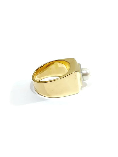 Bague 53.5 Bague Art déco en or 18 carats avec perle 58 Facettes
