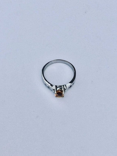 Bague 57 Bague en or blanc 18 carats avec citrine et diamants 58 Facettes