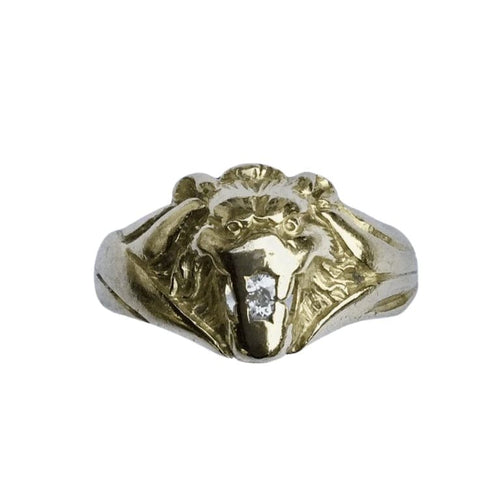 Bague 54 Bague tête de lion en or 18 carats et diamant 58 Facettes