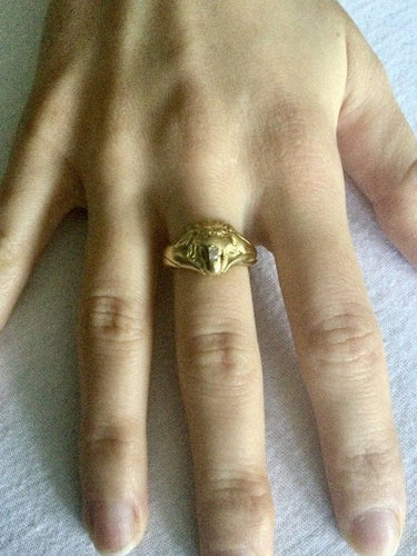 Bague 54 Bague tête de lion en or 18 carats et diamant 58 Facettes