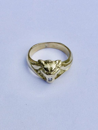 Bague 54 Bague tête de lion en or 18 carats et diamant 58 Facettes