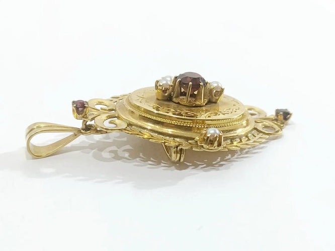 Pendentif Napoléon III - Pendentif-médaillon broche en or rose 18 carats 58 Facettes 3110/1