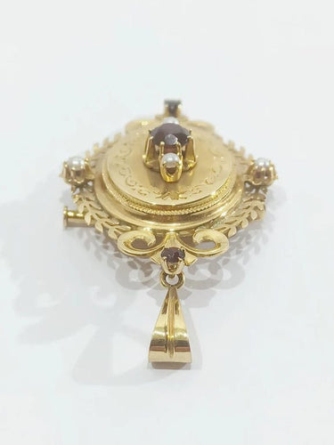 Pendentif Napoléon III - Pendentif-médaillon broche en or rose 18 carats 58 Facettes 3110/1