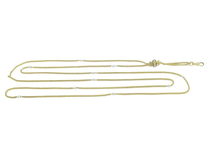 Collier Sautoir - Collier en or jaune 18 carats et perles 58 Facettes