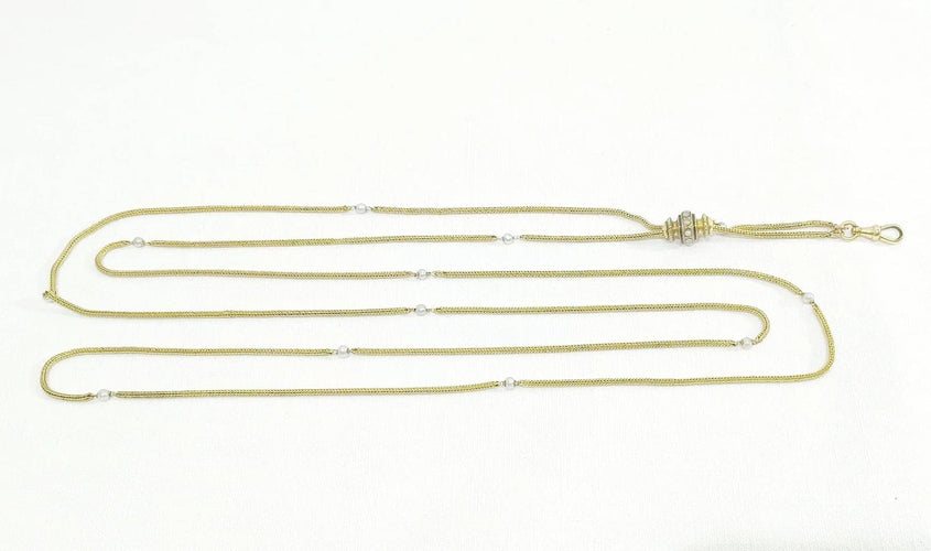 Collier Sautoir - Collier en or jaune 18 carats et perles 58 Facettes
