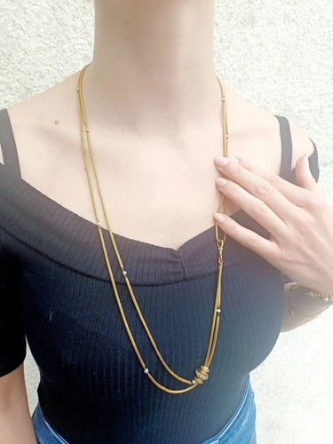 Collier Sautoir - Collier en or jaune 18 carats et perles 58 Facettes