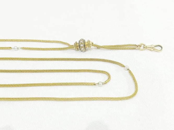 Collier Sautoir - Collier en or jaune 18 carats et perles 58 Facettes