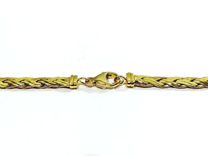 Collier Collier en or jaune 18 carats à mailles lisses et sablées 58 Facettes