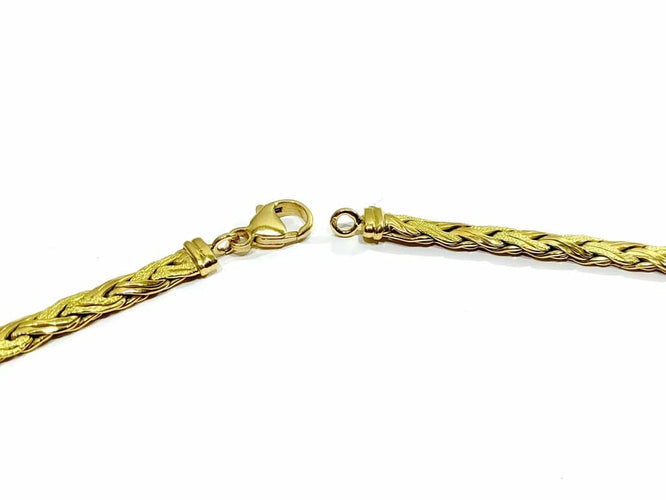 Collier Collier en or jaune 18 carats à mailles lisses et sablées 58 Facettes