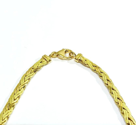 Collier Collier en or jaune 18 carats à mailles lisses et sablées 58 Facettes