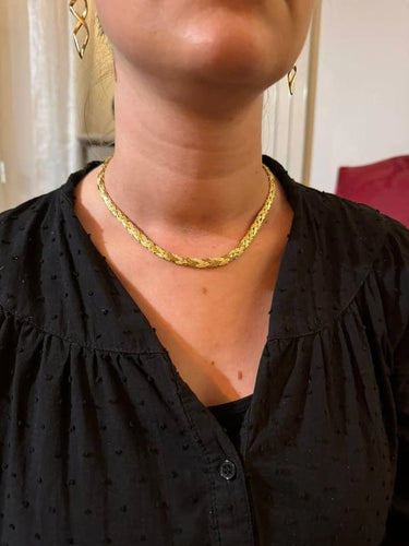 Collier Collier en or jaune 18 carats à mailles lisses et sablées 58 Facettes