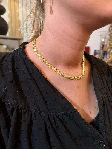 Collier Collier en or jaune 18 carats à mailles lisses et sablées 58 Facettes