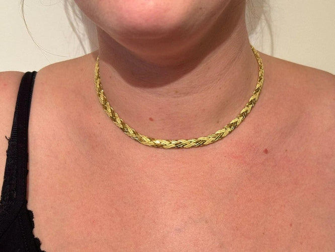 Collier Collier en or jaune 18 carats à mailles lisses et sablées 58 Facettes