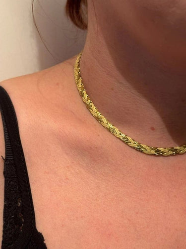 Collier Collier en or jaune 18 carats à mailles lisses et sablées 58 Facettes