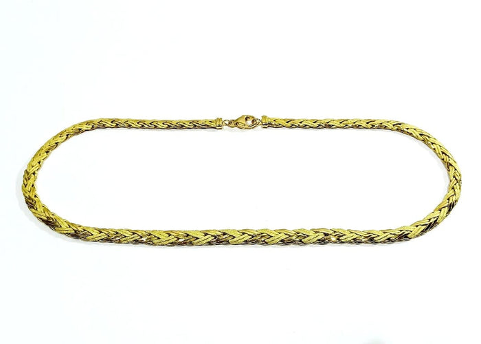 Collier Collier en or jaune 18 carats à mailles lisses et sablées 58 Facettes