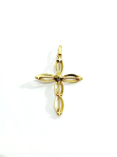 Pendentif Pendentif croix ajourée en or jaune 18 carats 58 Facettes