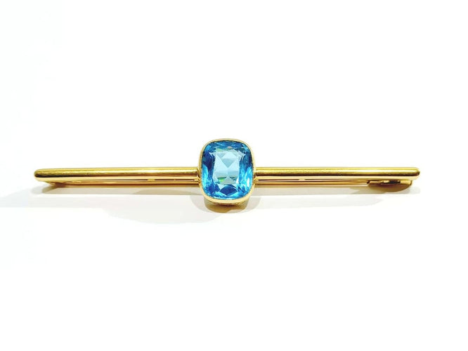 Broche Broche en or jaune 18 carats avec pierre synthétique bleue 58 Facettes