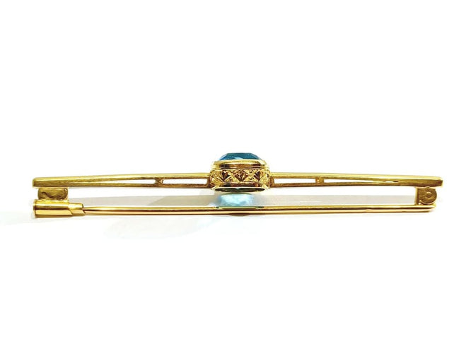 Broche Broche en or jaune 18 carats avec pierre synthétique bleue 58 Facettes