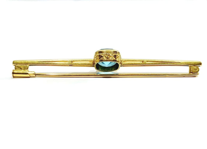 Broche Broche en or jaune 18 carats avec pierre synthétique bleue 58 Facettes