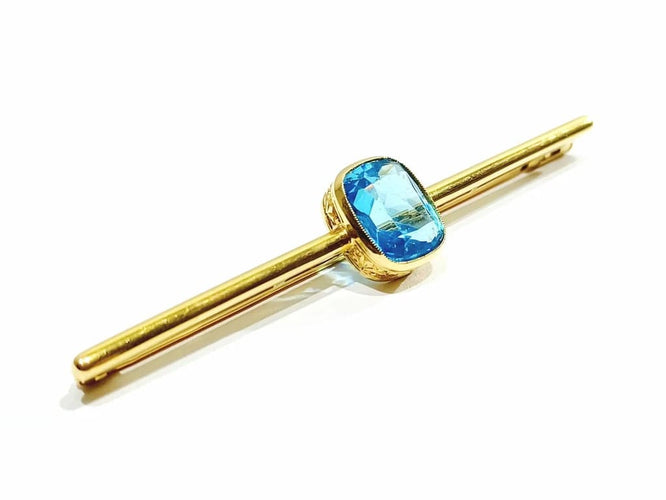 Broche Broche en or jaune 18 carats avec pierre synthétique bleue 58 Facettes