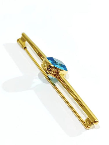 Broche Broche en or jaune 18 carats avec pierre synthétique bleue 58 Facettes