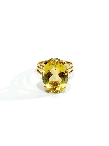 Bague 53.5 Bague en or rose 18 carats avec citrine 58 Facettes