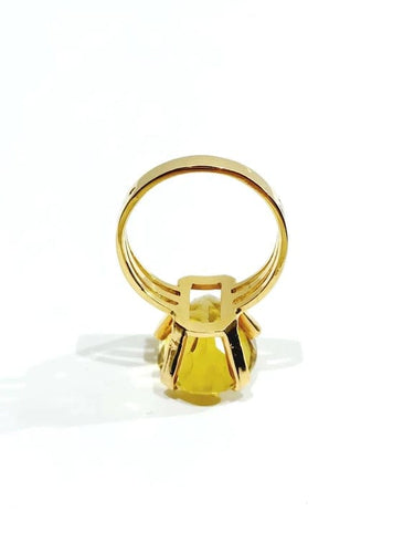 Bague 53.5 Bague en or rose 18 carats avec citrine 58 Facettes