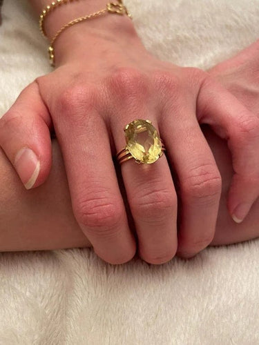 Bague 53.5 Bague en or rose 18 carats avec citrine 58 Facettes