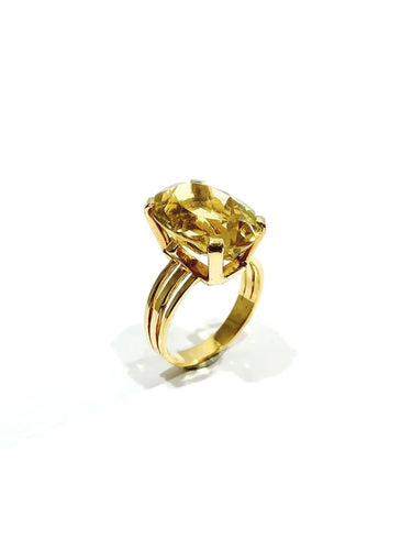 Bague 53.5 Bague en or rose 18 carats avec citrine 58 Facettes
