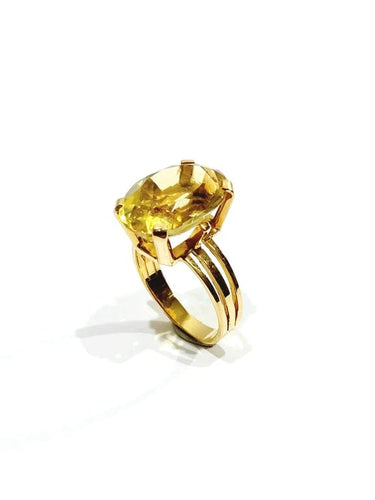Bague 53.5 Bague en or rose 18 carats avec citrine 58 Facettes