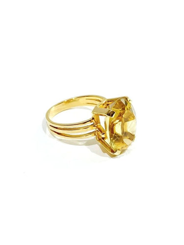 Bague 53.5 Bague en or rose 18 carats avec citrine 58 Facettes