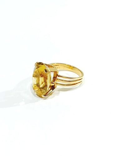 Bague 53.5 Bague en or rose 18 carats avec citrine 58 Facettes