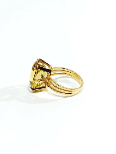 Bague 53.5 Bague en or rose 18 carats avec citrine 58 Facettes