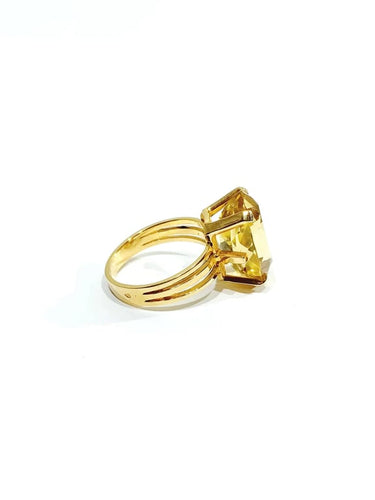 Bague 53.5 Bague en or rose 18 carats avec citrine 58 Facettes