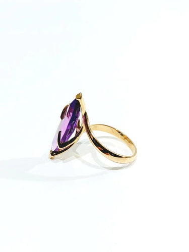 Bague 56 Bague en or rose 18 carats à améthyste ovale 58 Facettes