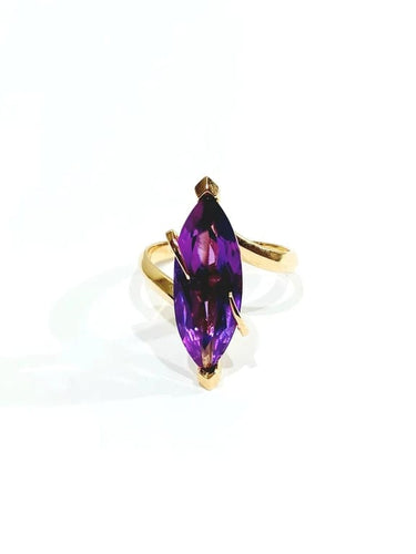Bague 56 Bague en or rose 18 carats à améthyste ovale 58 Facettes