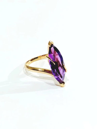 Bague 56 Bague en or rose 18 carats à améthyste ovale 58 Facettes
