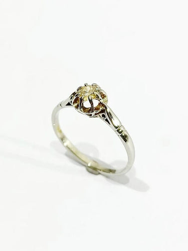 Bague 49.5 Bague solitaire en or blanc 18 carats et diamant taille ancienne 58 Facettes
